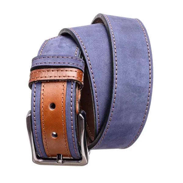 Curea barbati din piele naturala bleumarin Detail - 120 cm