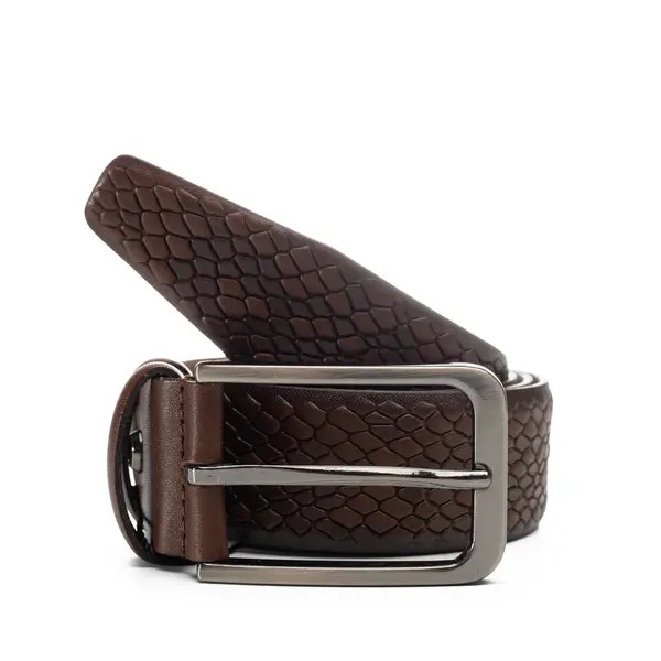Curea barbati din piele naturala maro Snake - 120 cm