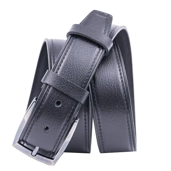 Curea barbati din piele naturala neagra Classic - 130 cm