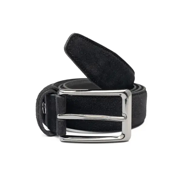 Curea barbati din piele naturala negru Simple line - 110 cm