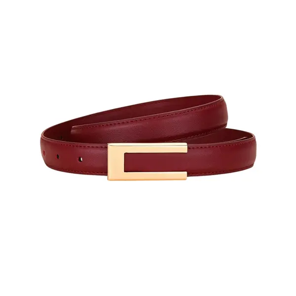 Curea dama C-206, piele naturala, Rosie