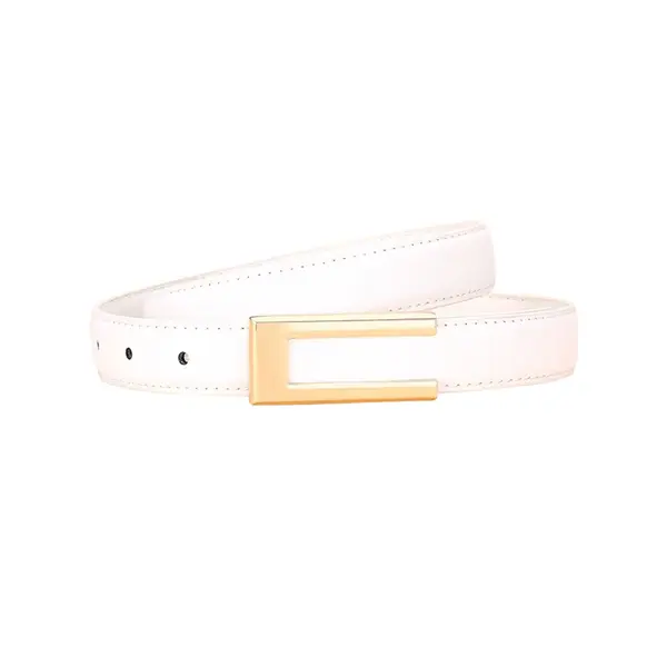 Curea dama C-208, piele naturala, Alba