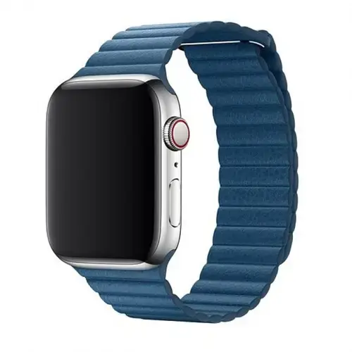 Curea Devia Elegant Leather Loop Cape Cod Blue pentru Apple Watch 38mm / 40mm, piele, magnetica