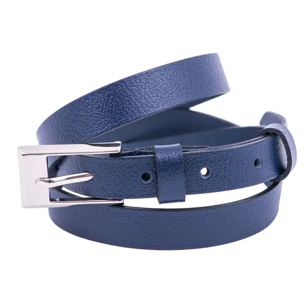 Curea femei din piele naturala bleumarin Slim - 125 cm