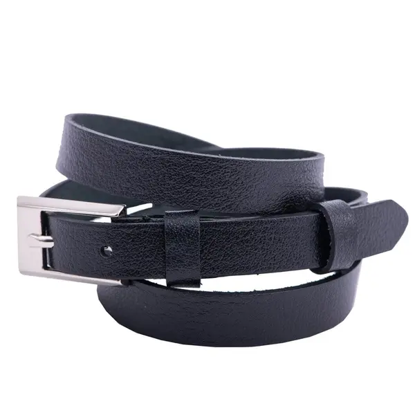 Curea femei din piele naturala neagra Slim - 125 cm