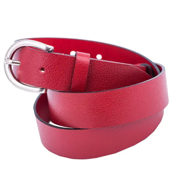 Curea femei din piele naturala rosu Middle - 125 cm