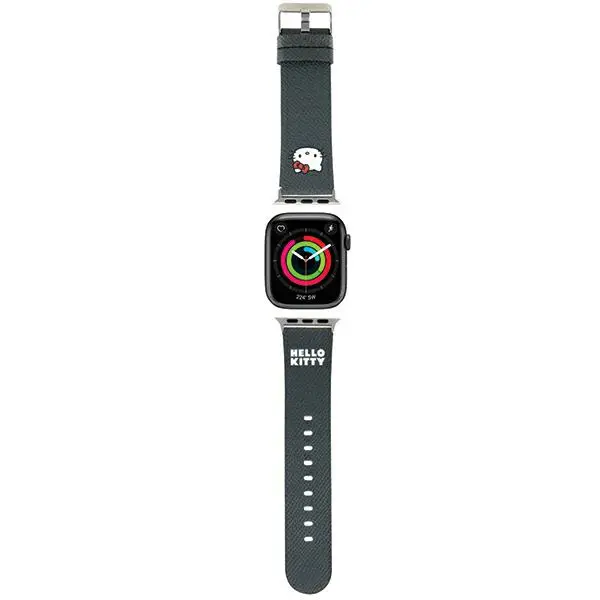 Curea Hello Kitty Leather Kitty Head pentru Apple Watch 42mm / 41mm / 40mm / 38mm Series, Neagra