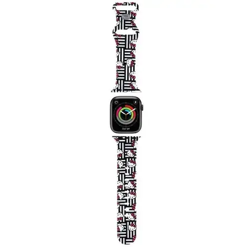 Curea Hello Kitty Silicone Kitty Heads & Stripes pentru Apple Watch 42mm / 41mm / 40mm / 38mm Series, Negru