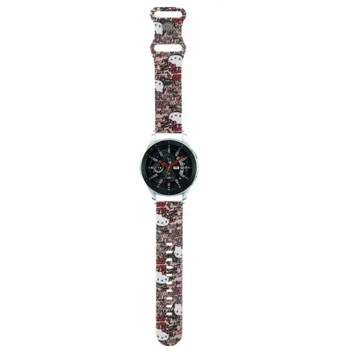 Curea Hello Kitty Silicone Tags Graffiti pentru Samsung Galaxy Watch / Huawei Watch 46mm / 45mm / 41mm Series, Roz