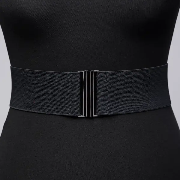 Curea lata neagra din material elastic- 7,5 cm