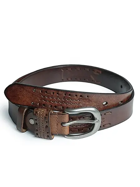 Curea pentru barbati 122, piele naturala, 105 cm, Maro inchis
