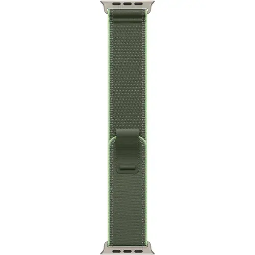 Curea Smartwatch Apple MFT44ZM/A pentru Watch 49mm, Trail Loop - S/M - Natural Titanium Finish (Verde)