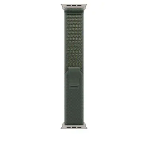 Curea Smartwatch Apple MXTN3ZM/A pentru Watch 49mm, Trail Loop, S/M, Natural Titanium Finish (Verde)