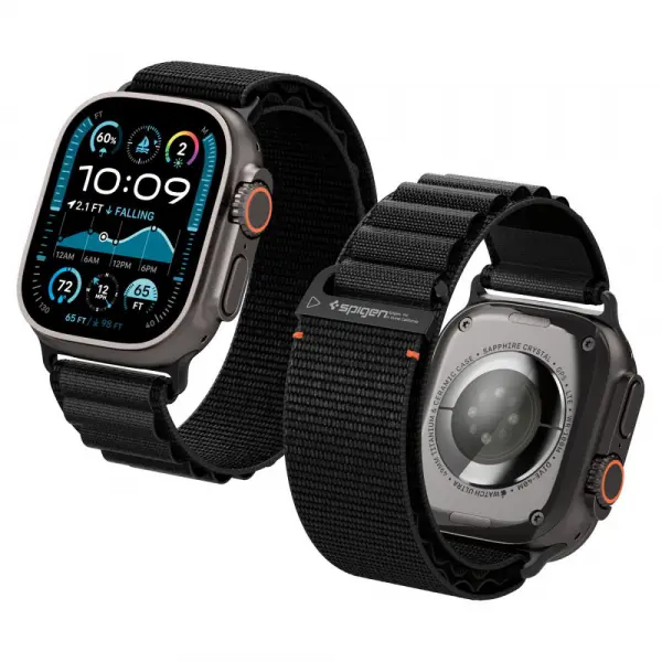 Curea Spigen WBF1 pentru Apple Watch 49mm / 46mm / 45mm / 44mm Series, Neagra AMP10144