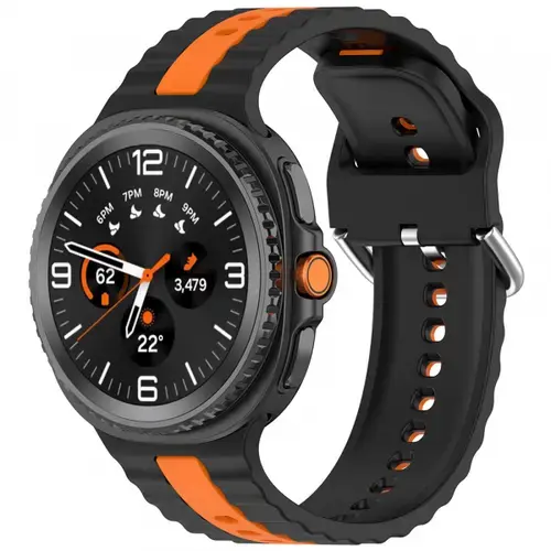 Curea Techsuit W078 pentru Samsung Galaxy Watch 8 Classic / Watch8 44mm / Watch 8 40mm, Negru/Portocaliu
