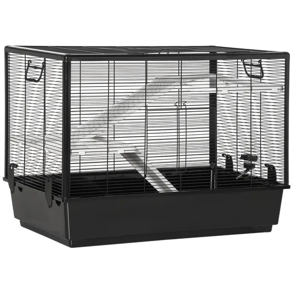 Cusca pentru animale mici de interior cu accesorii PawHut, 80x48x58 cm, negru | Aosom Romania