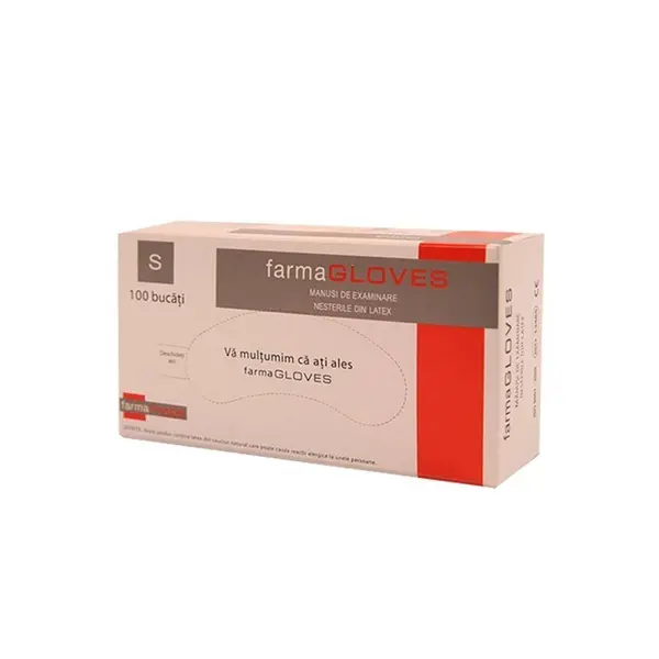 Cutie 100x Manusi Latex, Farma Gloves, Nesterile, Unica Folosinta, Pudrate, Albe marime XL