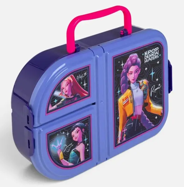 Cutie alimente K-Pop cu 3 compartimente, plastic fara BPA, mov