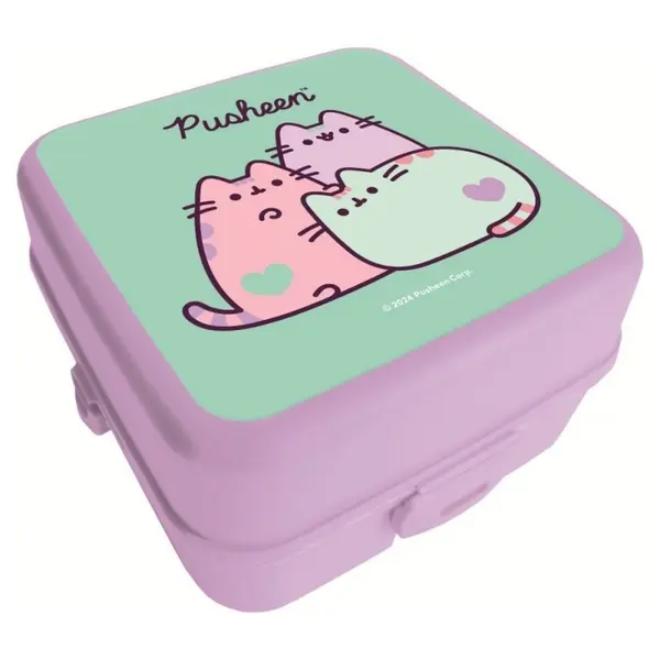 Cutie alimente pentru copii Pusheen, plastic BPA Free, verde cu mov