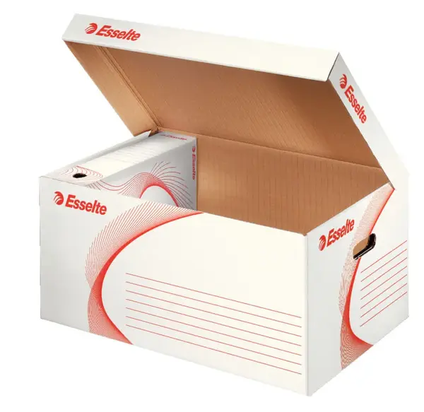 Cutie arhivare carton cu capac 25mm alb Esselte Standard Cutie arhivare carton cu capac 25mm alb Esselte Standard