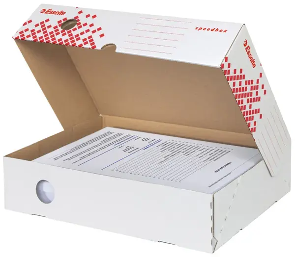 Cutie arhivare carton reciclat si reciclabil 80mm alb Esselte Speedbox Cutie arhivare carton reciclat si reciclabil 80mm alb Esselte Speedbox