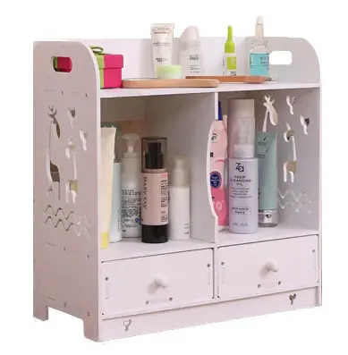 Cutie de depozitare cosmetice cu 2 sertare Alb