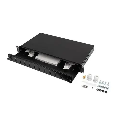 Cutie de distributie fibra optica Lanberg 12xSC simplex / 12xLC duplex Rack 19inch 1U + accesorii, Negru