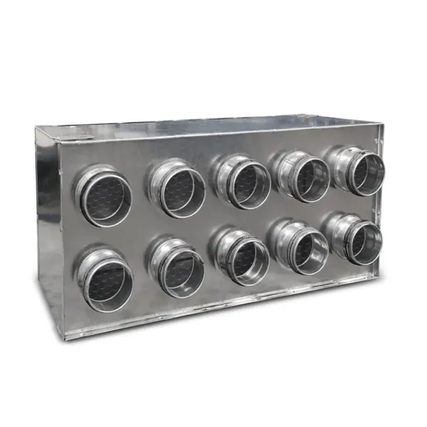 cutie de distributie orizontala cu garnitura alnor | pentru tub flexibil flx d-75 | racord nsl-125 | 2x3
