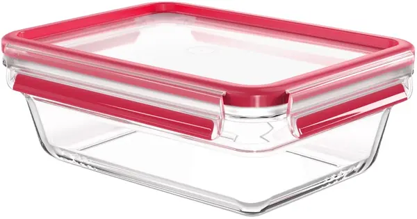 Cutie de sticlă pentru alimente Tefal - Clip & Close, 1,3 L, roșu