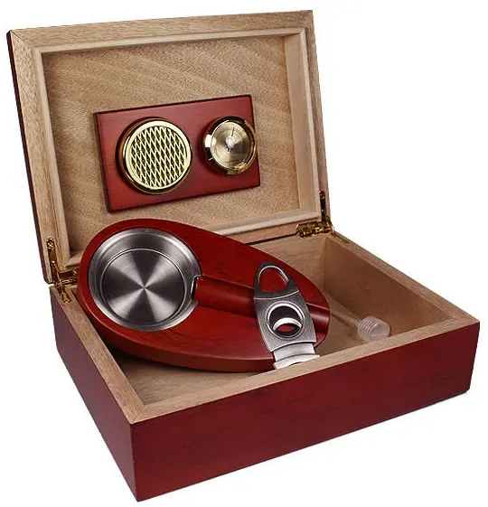 Cutie de trabucuri (humidor) WinJet - Zorr, cu scrumiera si foarfeca, cedru