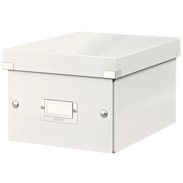 Cutie depozitare carton laminat pliabila cu capac 220 x 160 x 280 mm Leitz WOW Click&Store alb