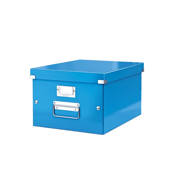 Cutie depozitare carton laminat pliabila cu capac 280 x 200 x 370 mm Leitz WOW Click&Store albastru