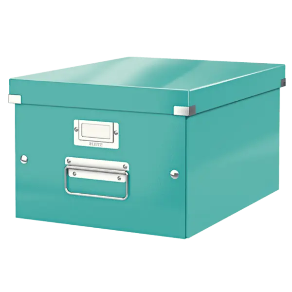 Cutie depozitare carton laminat pliabila cu capac 280 x 200 x 370 mm Leitz WOW Click&Store turcoaz