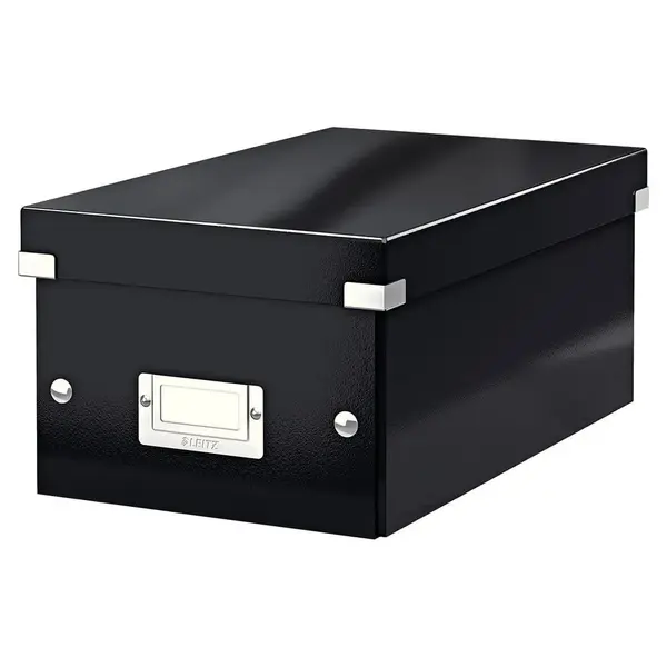 Cutie depozitare carton laminat pliabila cu capac negru Leitz WOW Click&Store Cutie depozitare carton laminat pliabila cu capac negru Leitz WOW Click&Store