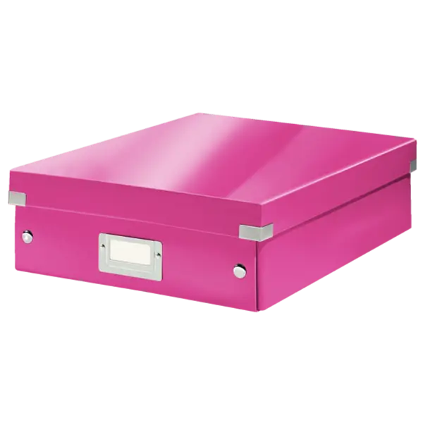 Cutie depozitare cu capac carton laminat cu capac 280 x 100 x 370 mm Leitz WOW Click&Store roz