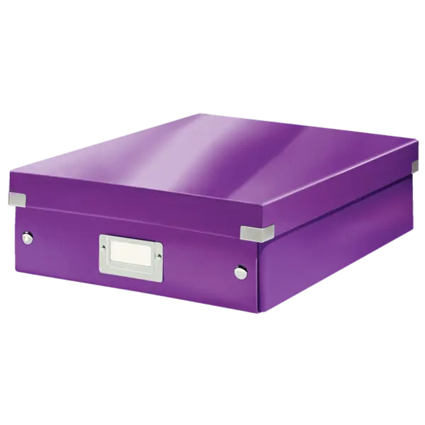 Cutie depozitare cu capac carton laminat cu capac 280 x 100 x 370 mm Leitz WOW Click&Store mov