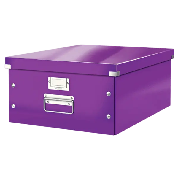Cutie depozitare cu capac carton laminat pliabila cu capac 360 x 200 x 480 mm Leitz WOW Click&Store mov