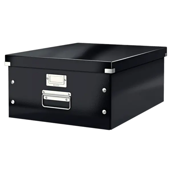 Cutie depozitare cu capac carton laminat pliabila cu capac 360 x 200 x 480 mm Leitz WOW Click&Store negru