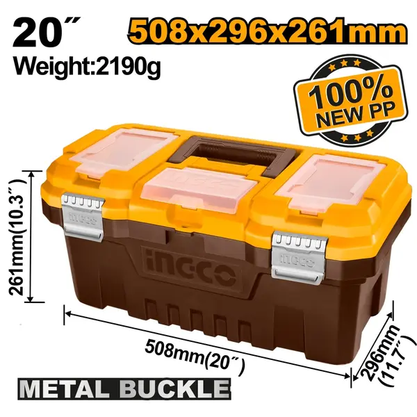 Cutie depozitare scule 20", capacitate 20kg, 508x296x261mm, INGCO PBX2002