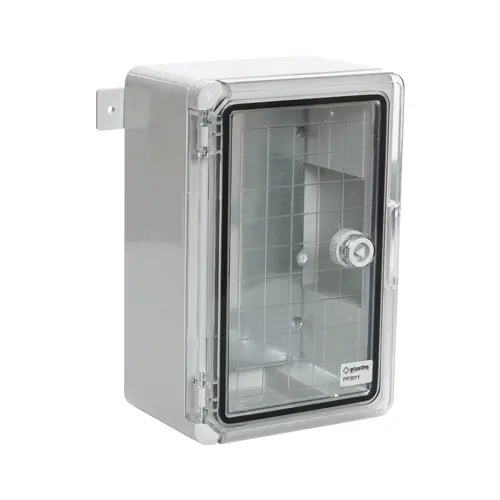 Cutie distributie, gri, IP65, usa transparenta, placa metalica, 200x300x130 mm PP3011