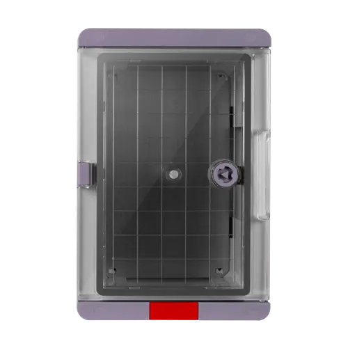 Cutie distributie IP67 din ABS gri, usa transparenta, placa metalica, 300x400x170mm PS304017