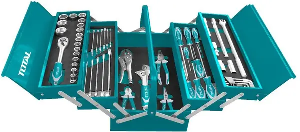 Cutie metalică pentru scule TOTAL - Industrial, 59 piese