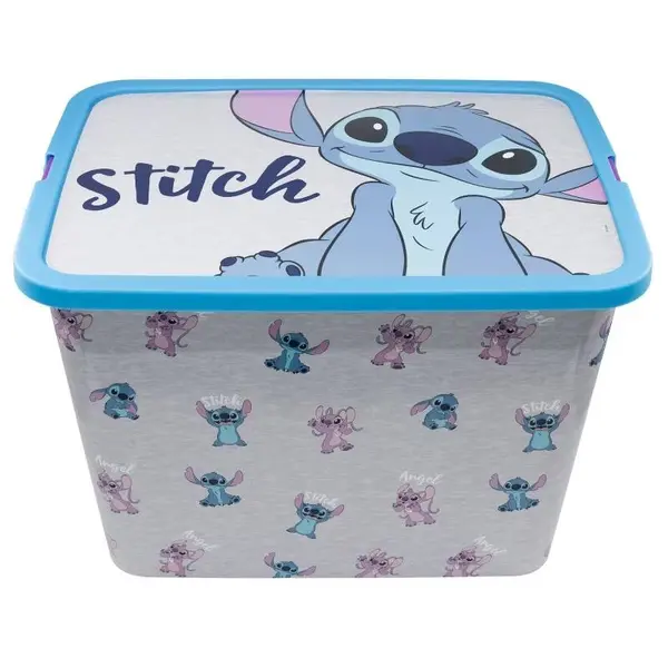 Cutie pentru depozitare, din plastic, cu capac, 23 L, multicolor, 40x27x29 cm, Stitch Engros