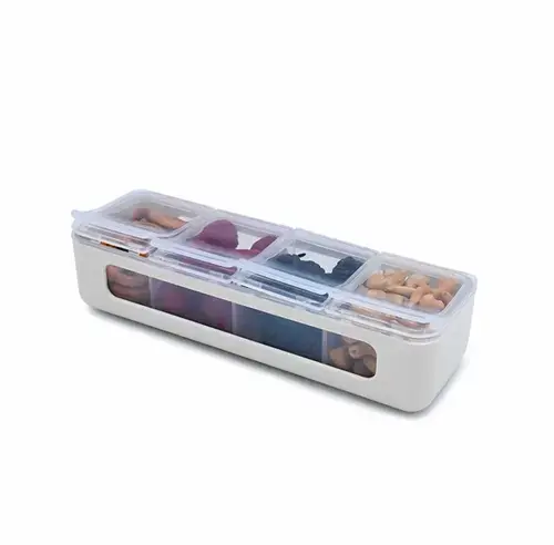 Cutie pentru depozitarea alimentelor Melii, cu 4 compartimente, Crem