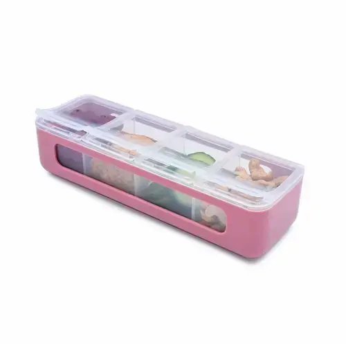 Cutie pentru depozitarea alimentelor Melii, cu 4 compartimente, Roz