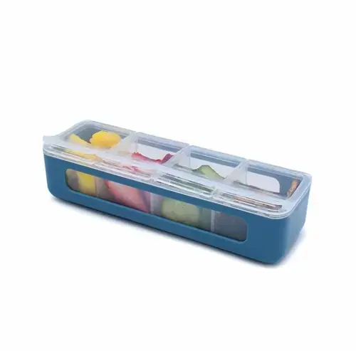 Cutie pentru depozitarea alimentelor Melii, cu 4 compartimente, Albastru