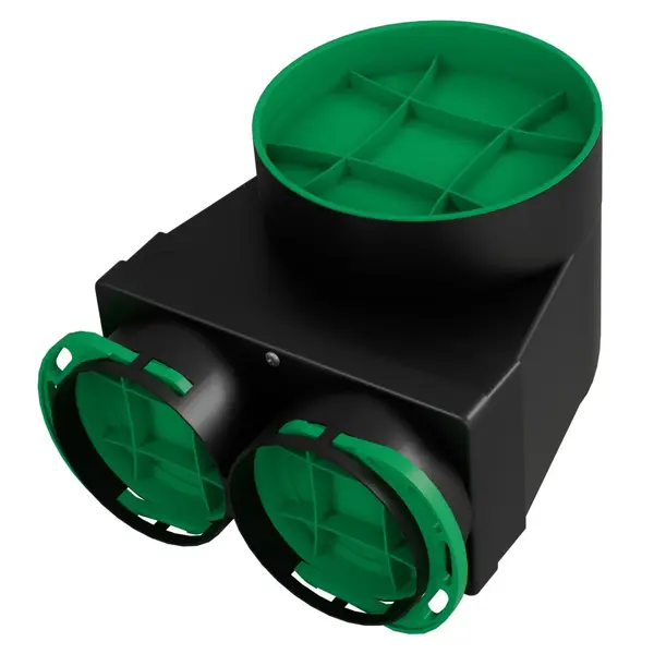 - Cutie plenum scurt - Ø125 / 2xØ75 Awenta, Negru