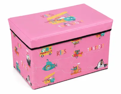 Cutie pliabila pentru depozitare tip taburet ROZ 48x31x31 cm cu desene dreptunghiulara