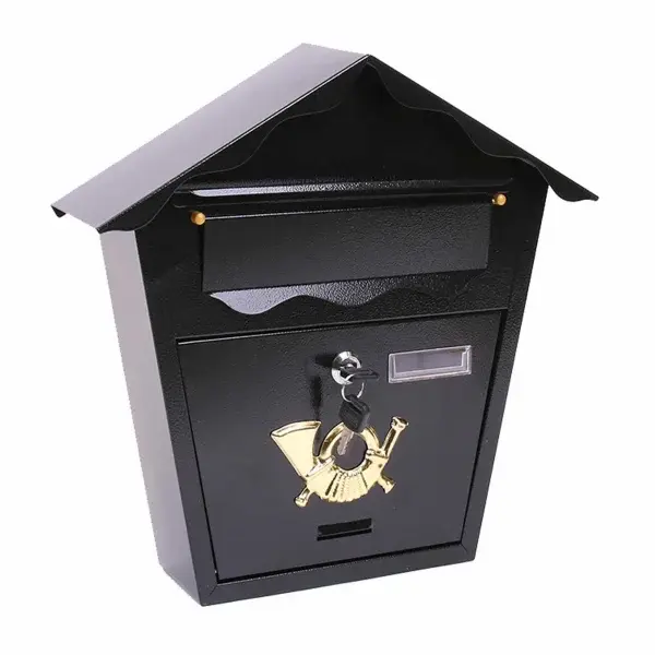 Cutie postala din otel pulbere, design clasic, negru