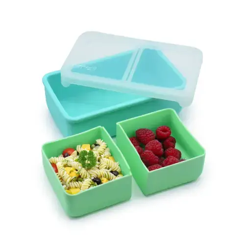 Cutie pranz bento cu compartimente detasabile MELII, 1300ml, Albastru/Verde